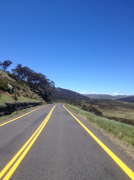 If you're a really good snowboarder this stretch of road would excite you. It is known as the Charlotte Pass road gap. Yep, from the rock on the left over the road. It is unbelievably massive in real life.